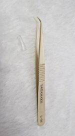 Pinça de Cilios Laganaku Dourada L-06 Ponta Semi Curva - Imagem 2